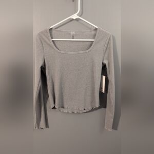 Love Charms Grey Long Sleeve Crop Top